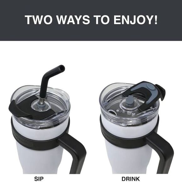 NEW Hydraflow Capri White 40 Tumbler Straw Handle Stainless Water Cold Hot Drink - Picture 3 of 16